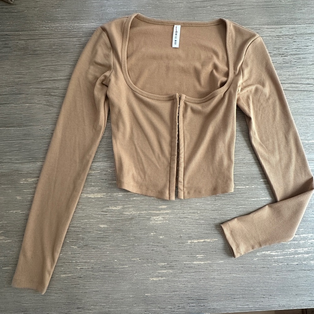 Adam Selman Sport Tan Long Sleeve top